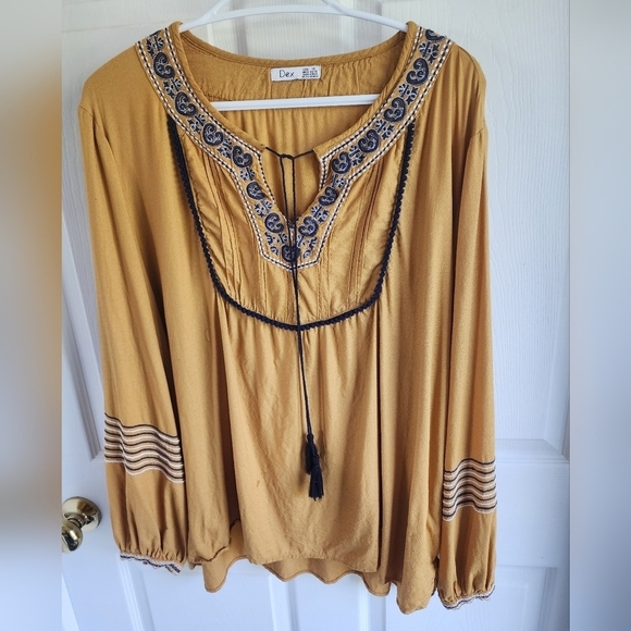 Dex Plus Size Flowy Bohemian Mustard Smock Size 1X - Picture 3 of 11